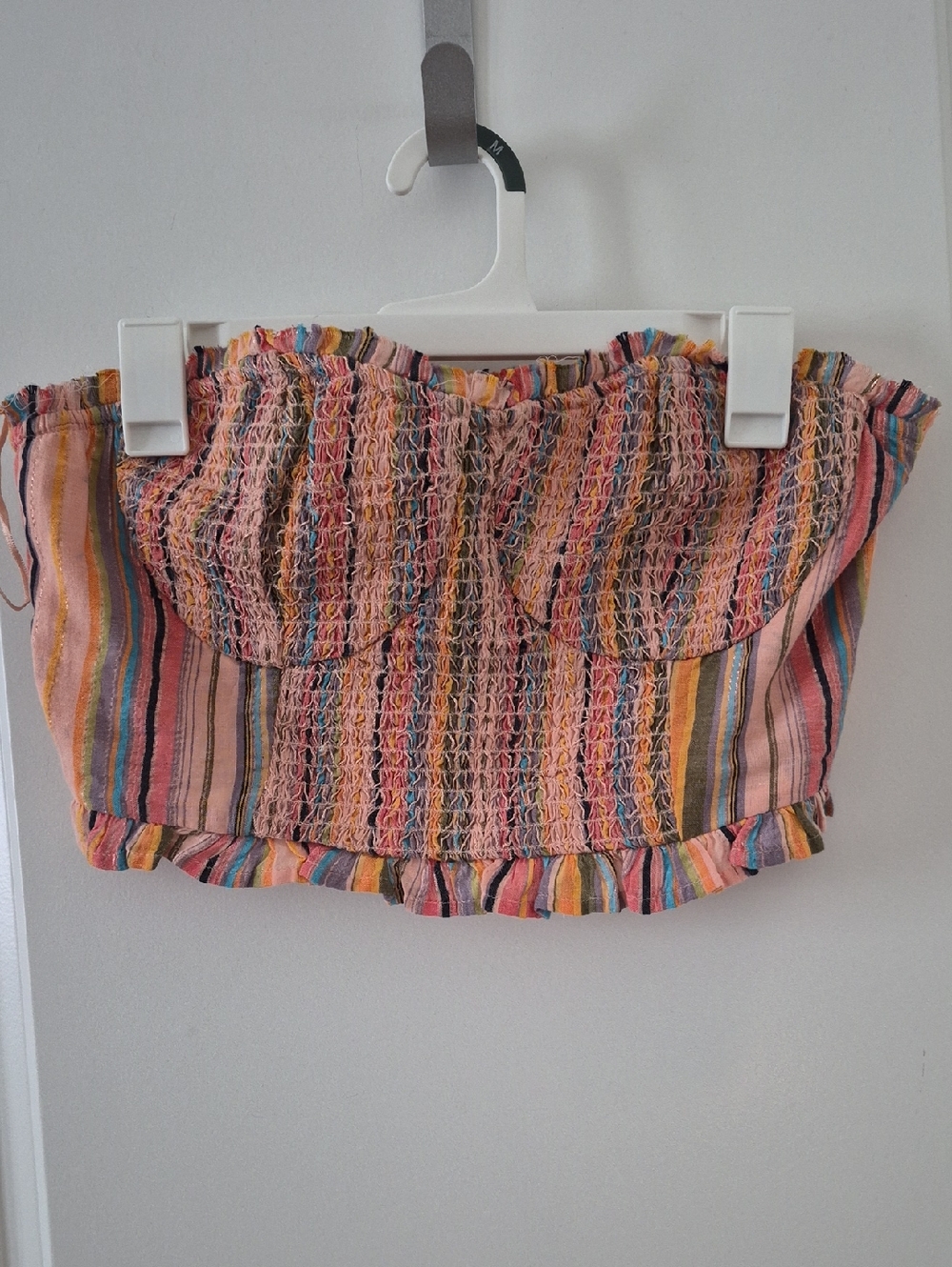 Antropologie Striped Smocked Tube Top - Pink Multi